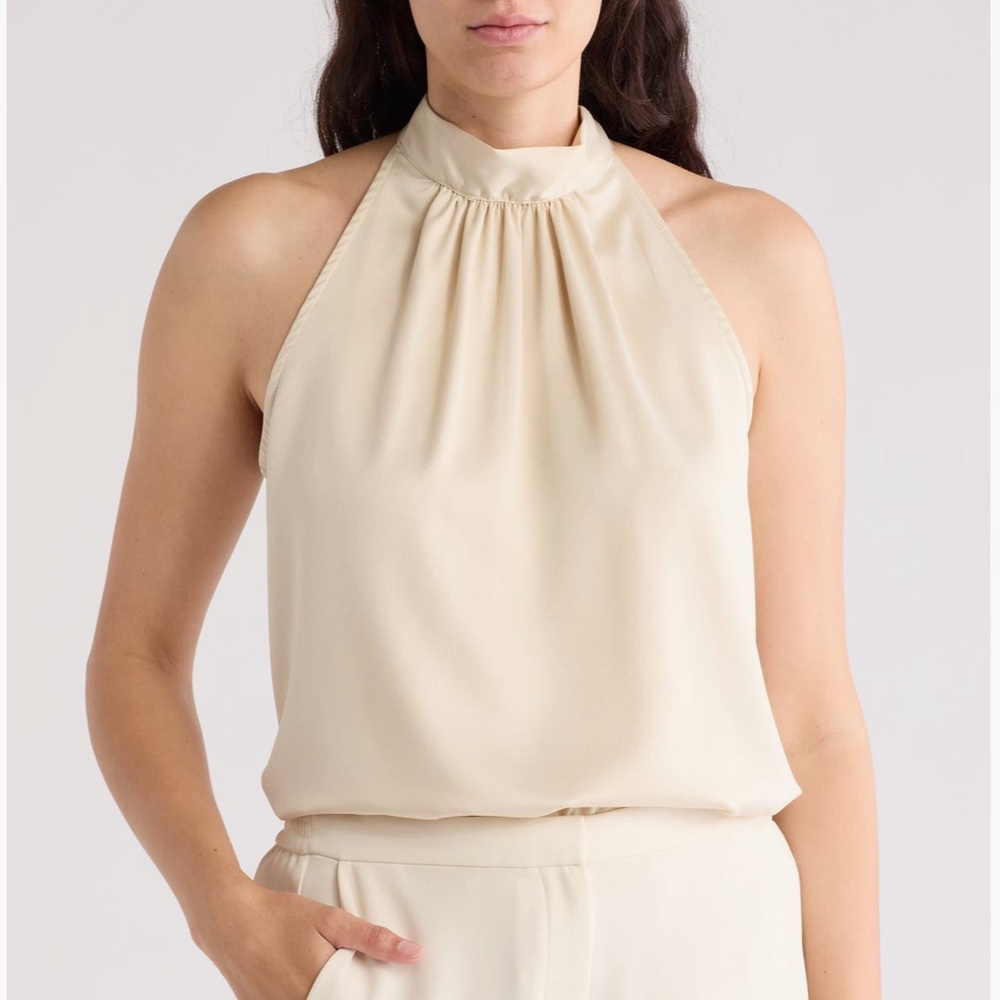 Chic Cream Halter Neck Blouse NWT XL